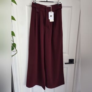 Elegant Burgundy Wide-Leg Pants